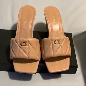 Coach Women's Blush Quilted Slide Sandals
